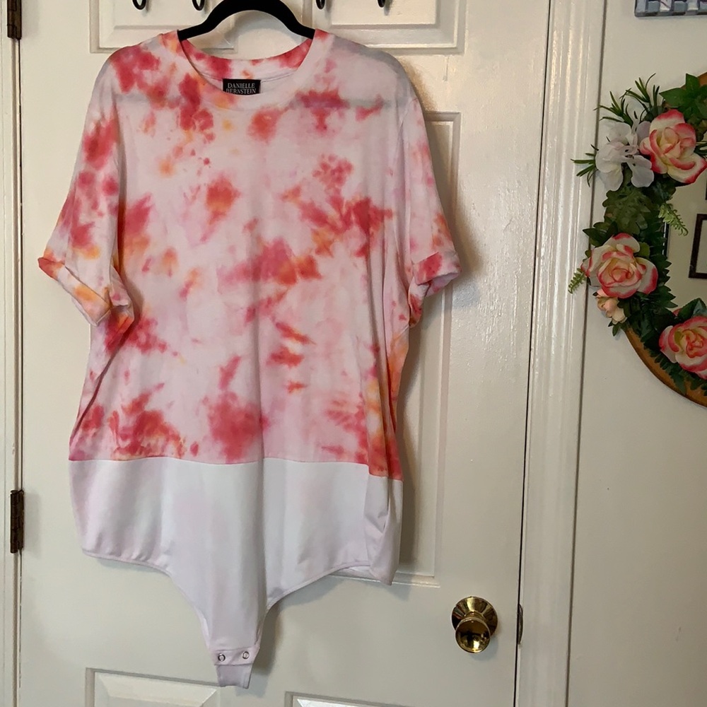 DANIELLE BERNSTEIN Tie Dye T-Shirt Bodysuit AS IS